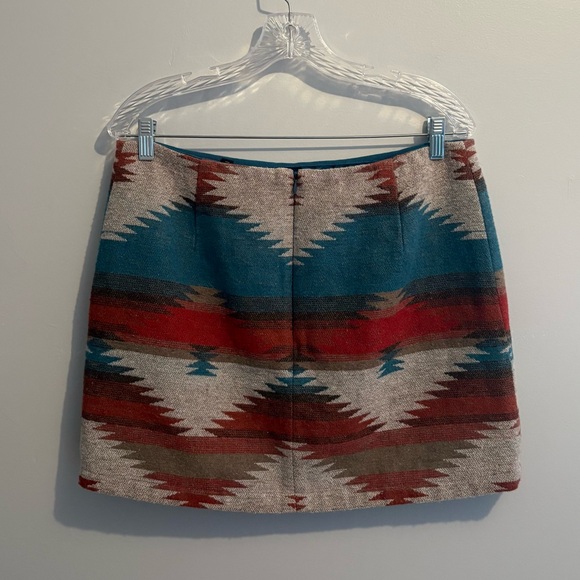 American Eagle Women's 12 Wool-Blend Mini Skirt Western Southwestern Lined Blue - Picture 12 of 16